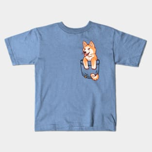 Pocket Cute Akita Puppy Kids T-Shirt